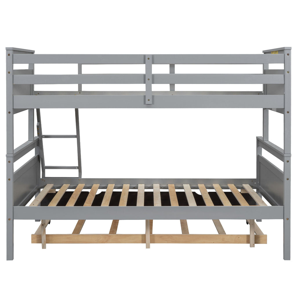 Twin Over Full Bunk Bed with Ladder and Storage Options - White or Dark Gray