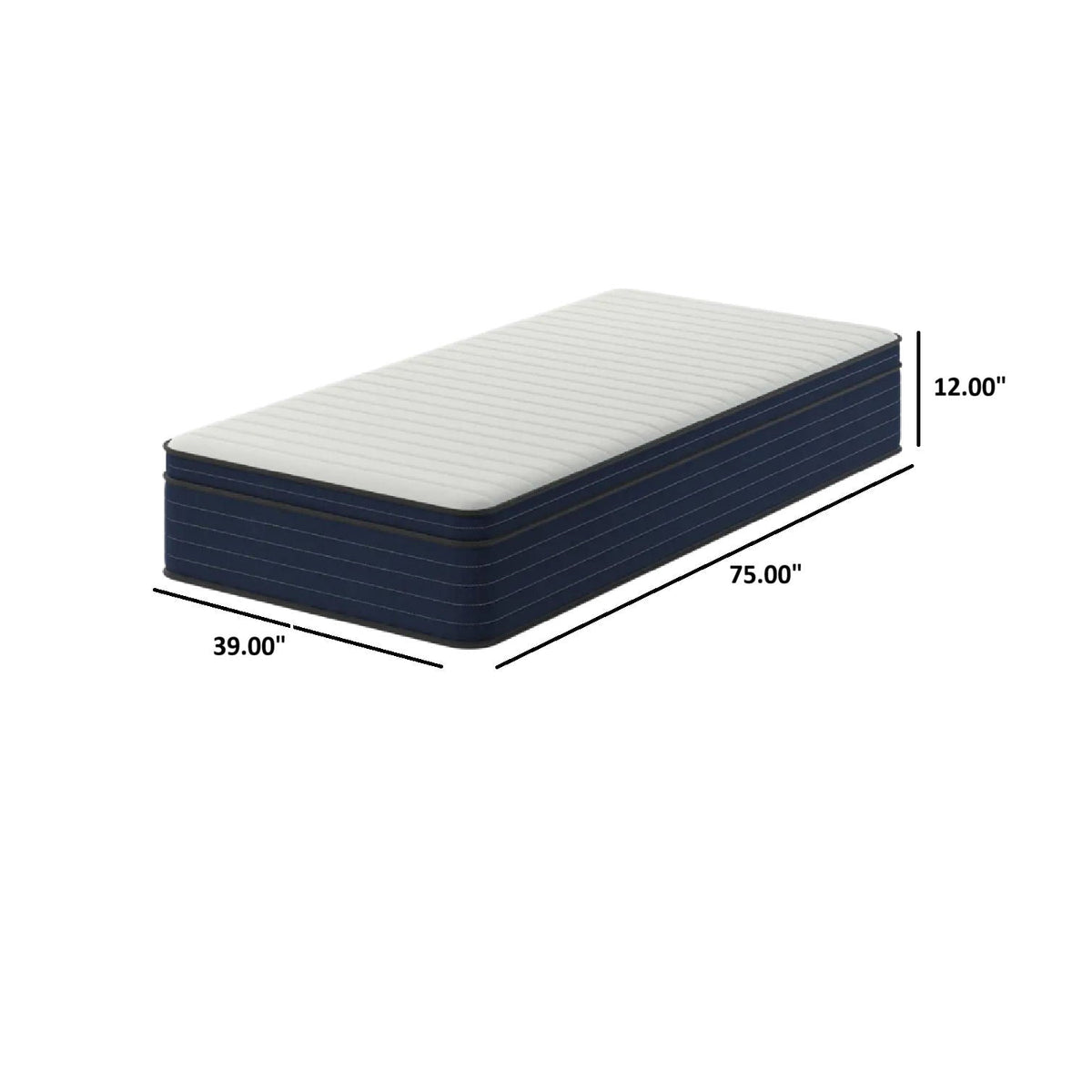 12" Medium Firm Euro Top Hybrid Cooling Gel Infused Mattress - White