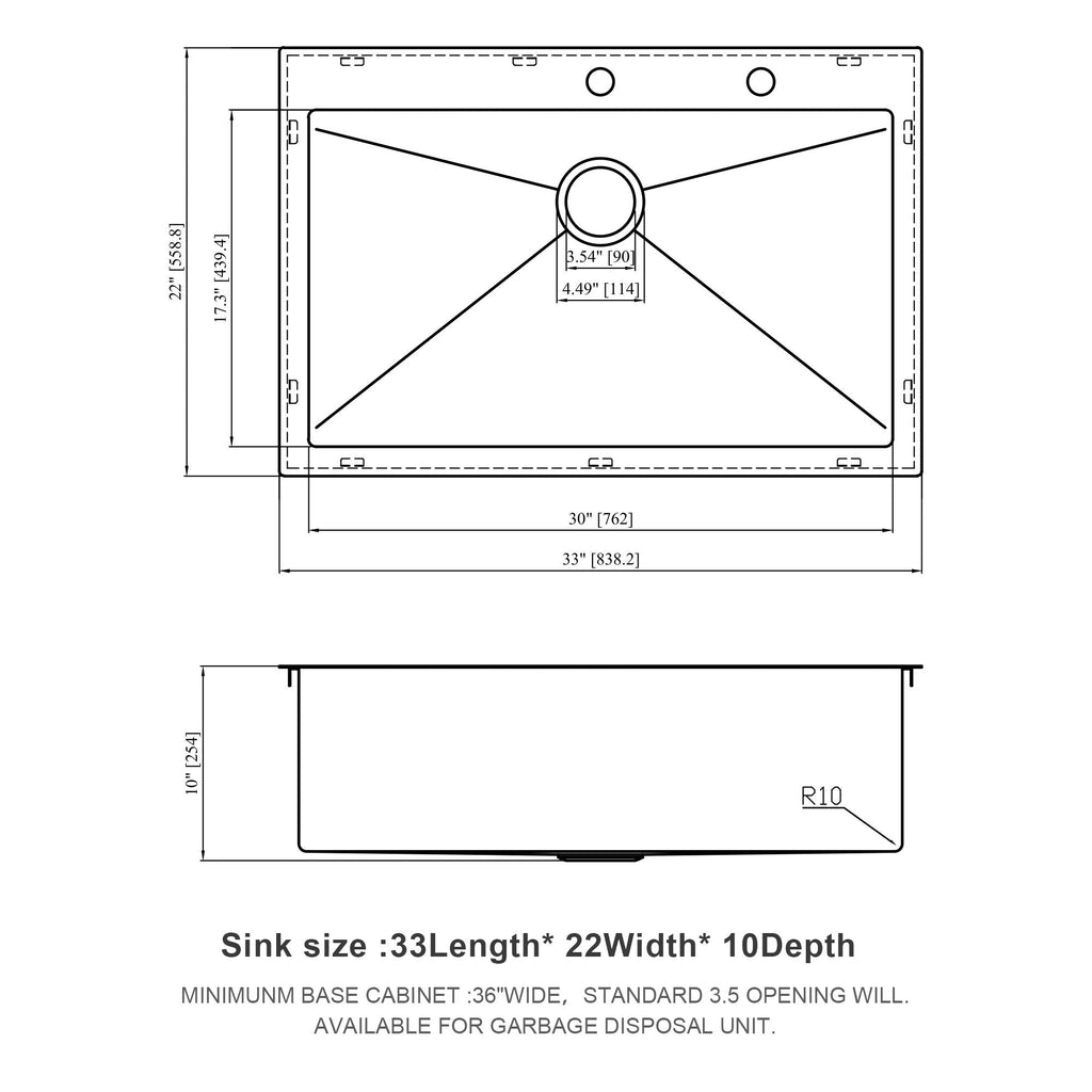 Stainless Steel Drop In Kitchen Sink with Noise Reduction - Gray