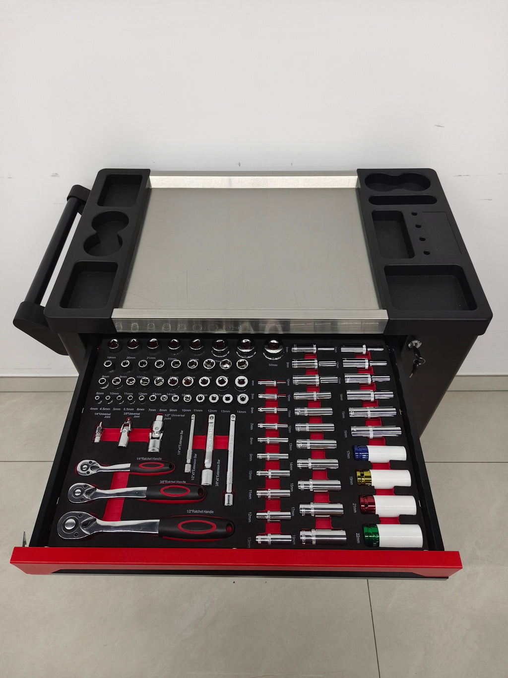 7 Drawer Rolling Tool Chest with 258-Piece Tool Set - Carbon Steel