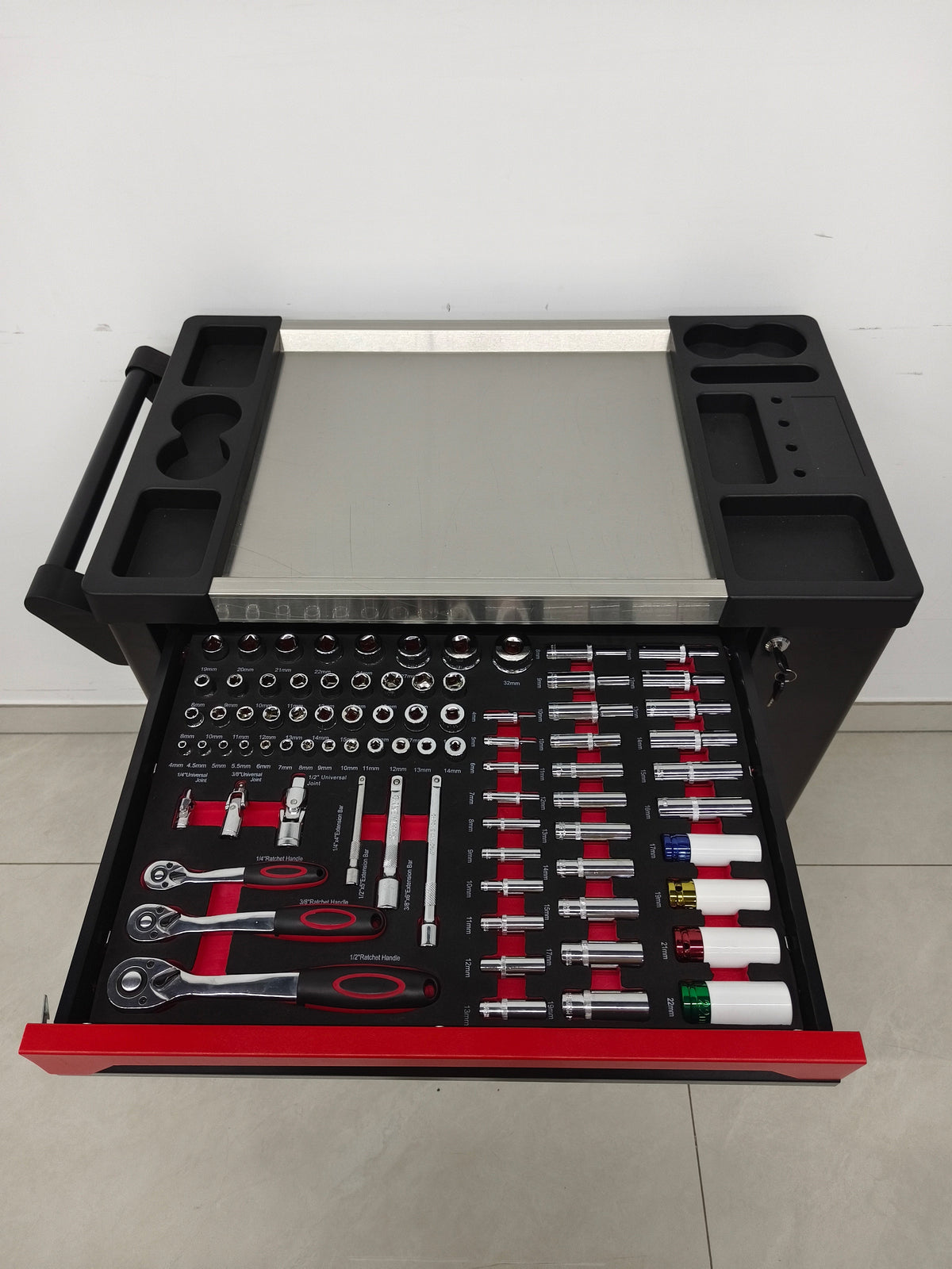 7 Drawer Rolling Tool Chest with 258-Piece Tool Set - Carbon Steel