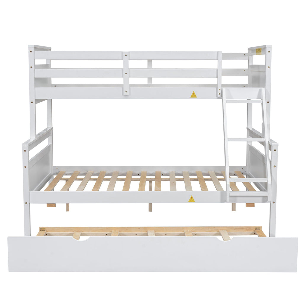 Twin Over Full Bunk Bed with Ladder and Storage Options - White or Dark Gray