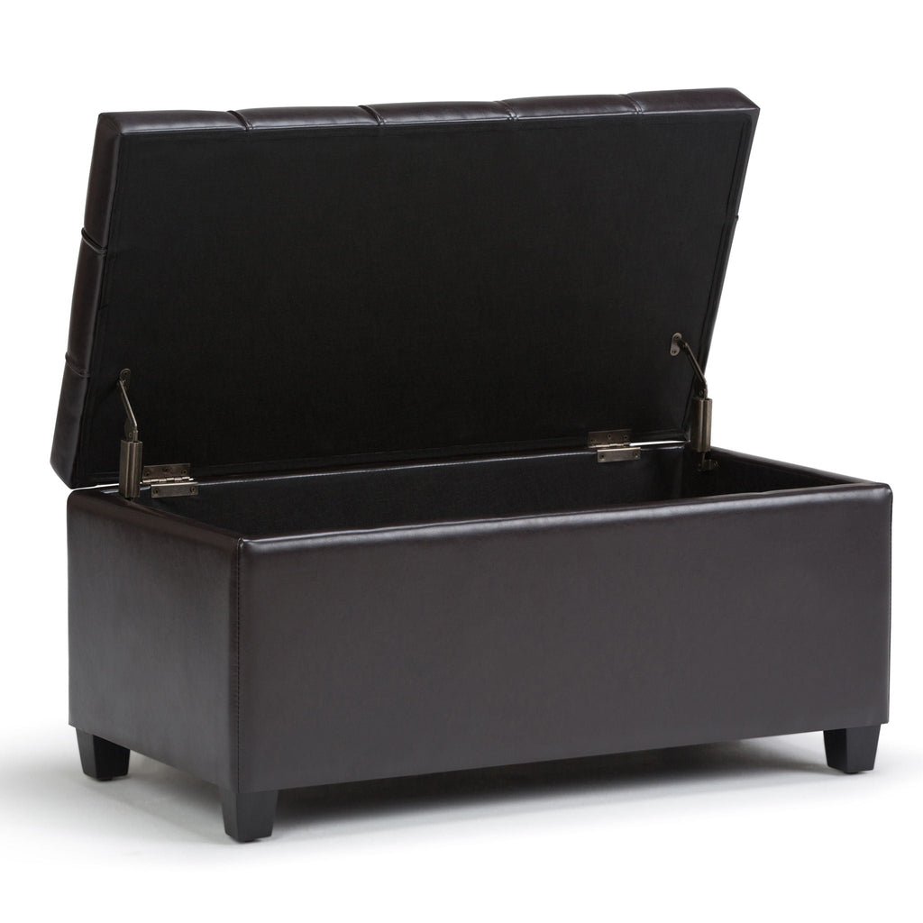 Upholstered Storage Ottoman Bench with Safety Hinge - Multiple Colors