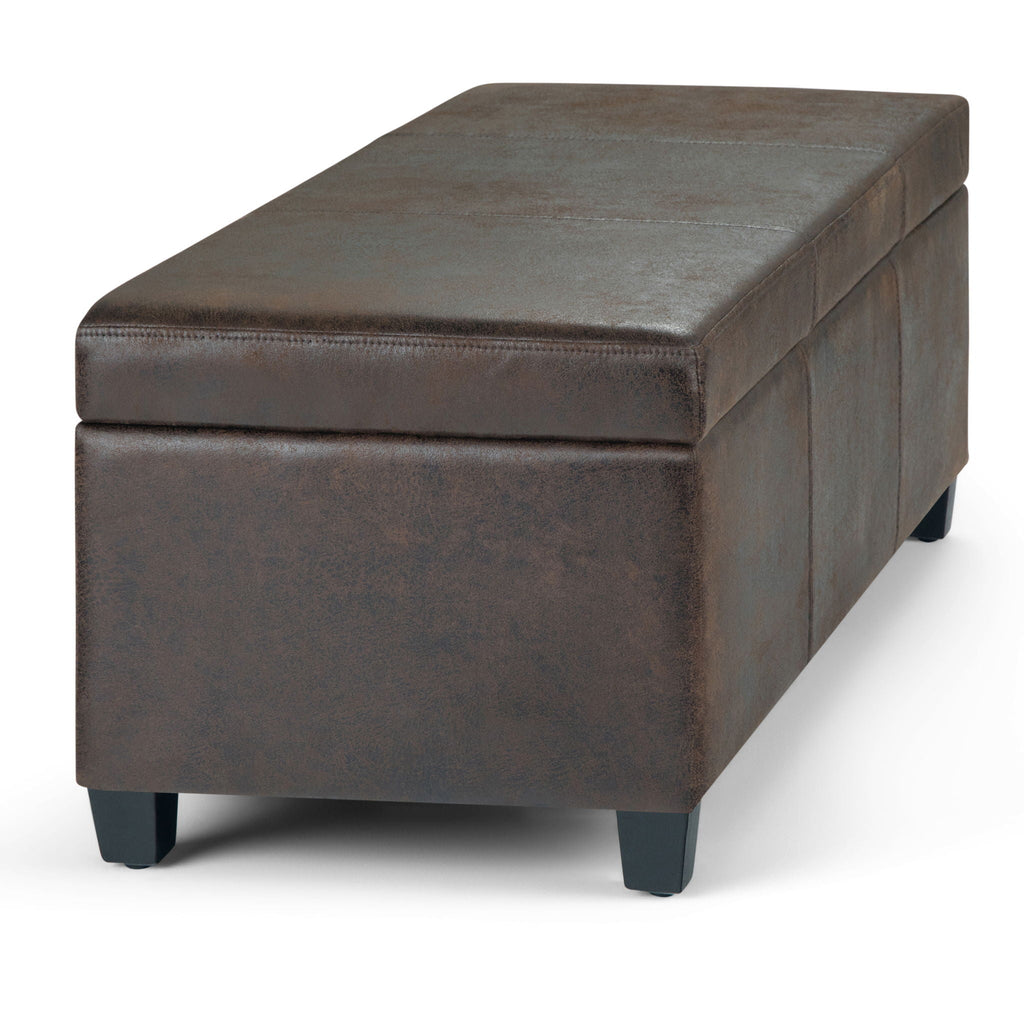 Avalon Contemporary Storage Ottoman Bench with Large Storage - Black, Dark Brown, Dark Gray