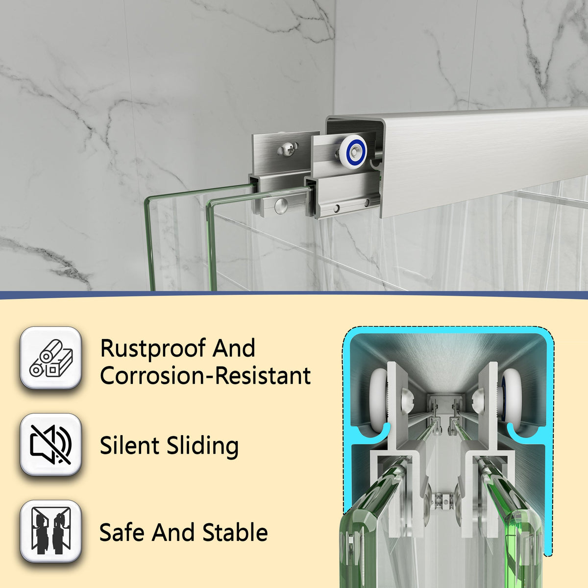 Brushed Nickel Double Bypass Sliding Shower Door with Reversible Installation - 60" W x 72" H