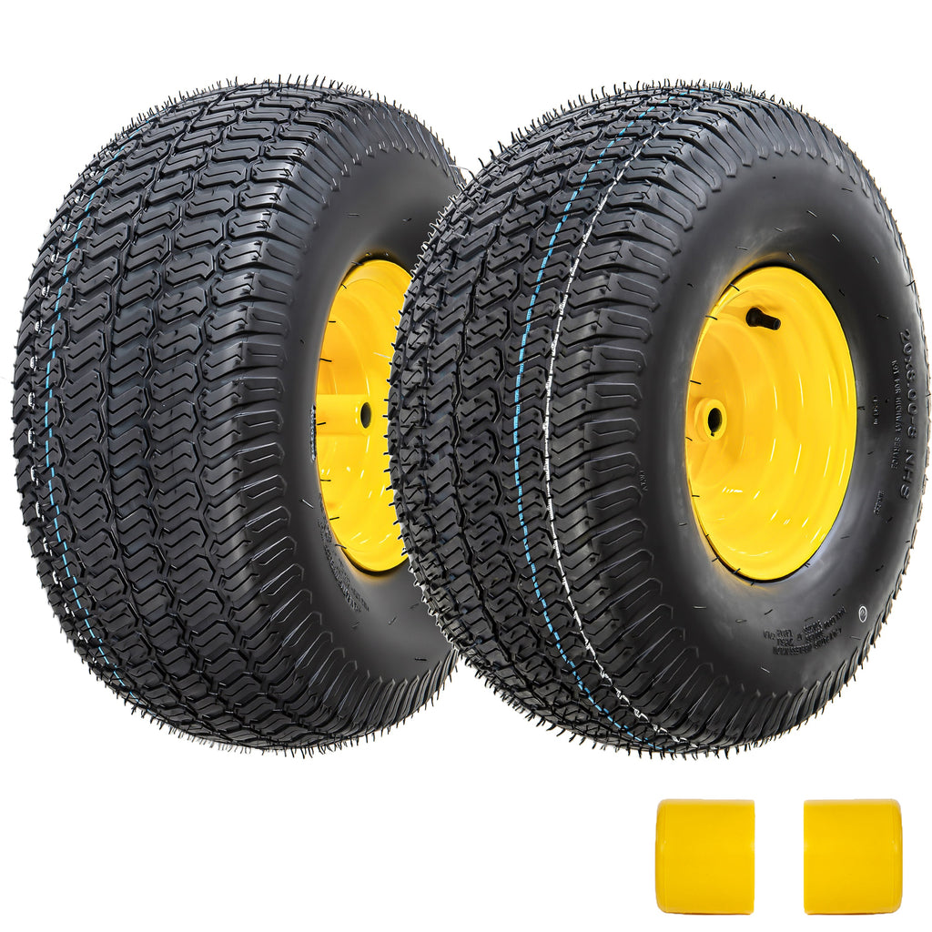 Heavy Duty Lawn Mower Tires and Wheel Assembly Set of 2 – 20x8.00-8