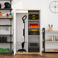 Tall Wooden Vacuum Storage Cabinet with Adjustable Shelf - White