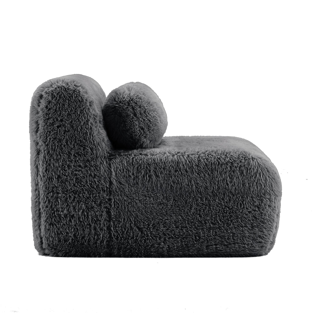Aviana Armless Sofa with Pillow Plush Fabric - Dark
