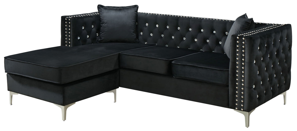 Sofa Chaise with Faux Jewel Tufting - Multiple Colors