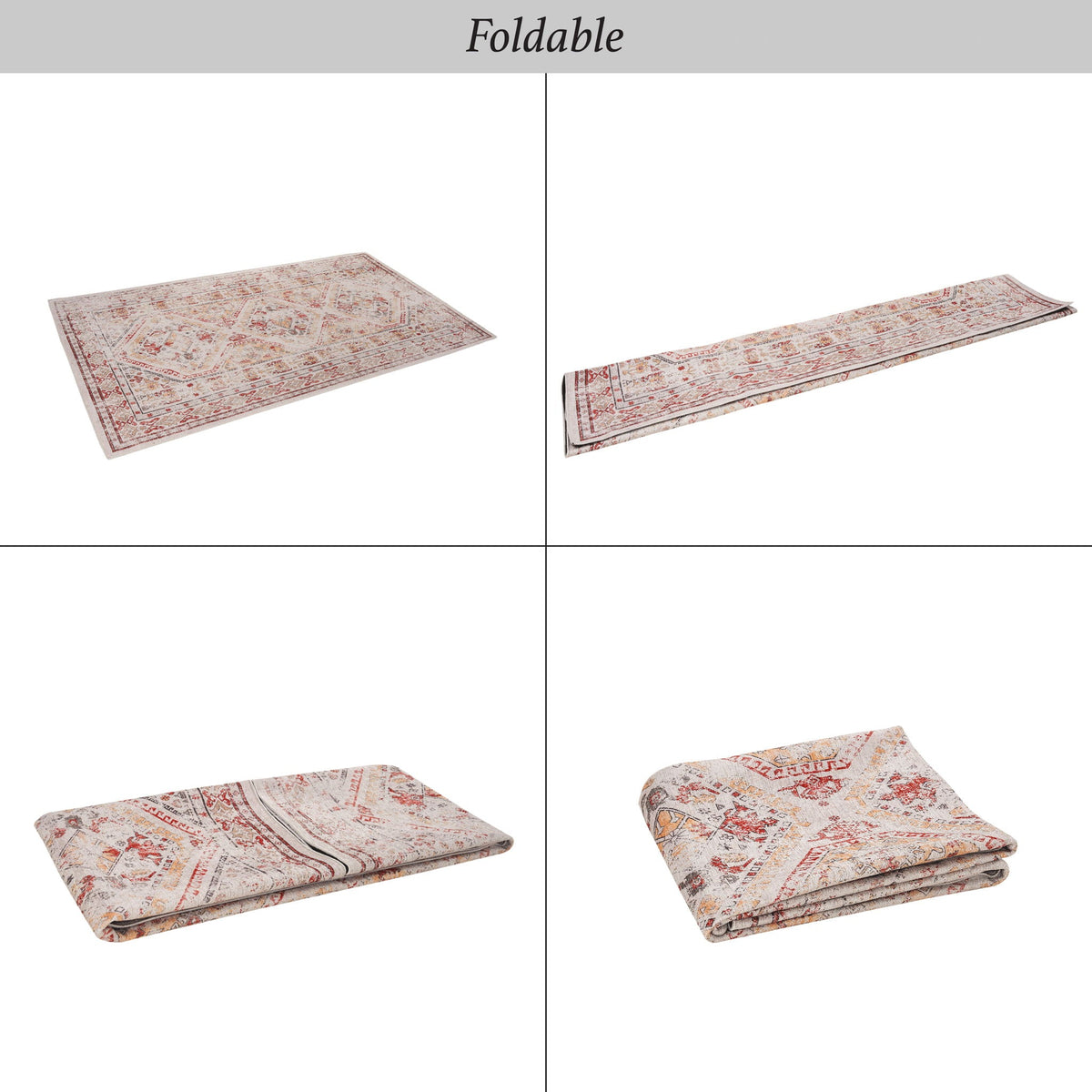 Washable Runner Rug with Easy Care - Beige, Dark Gray, or Black