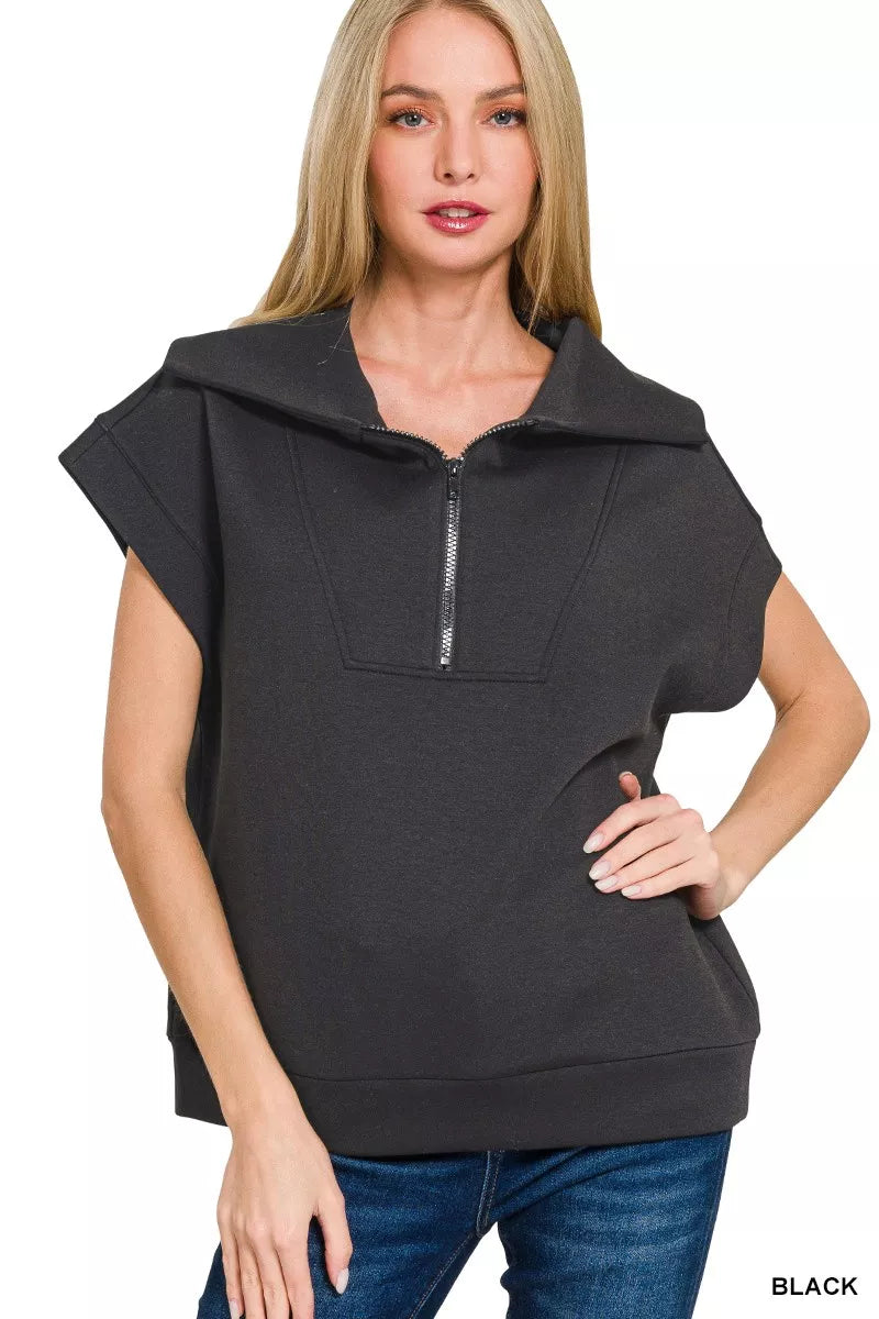 Zenana Scuba Half Zip Top