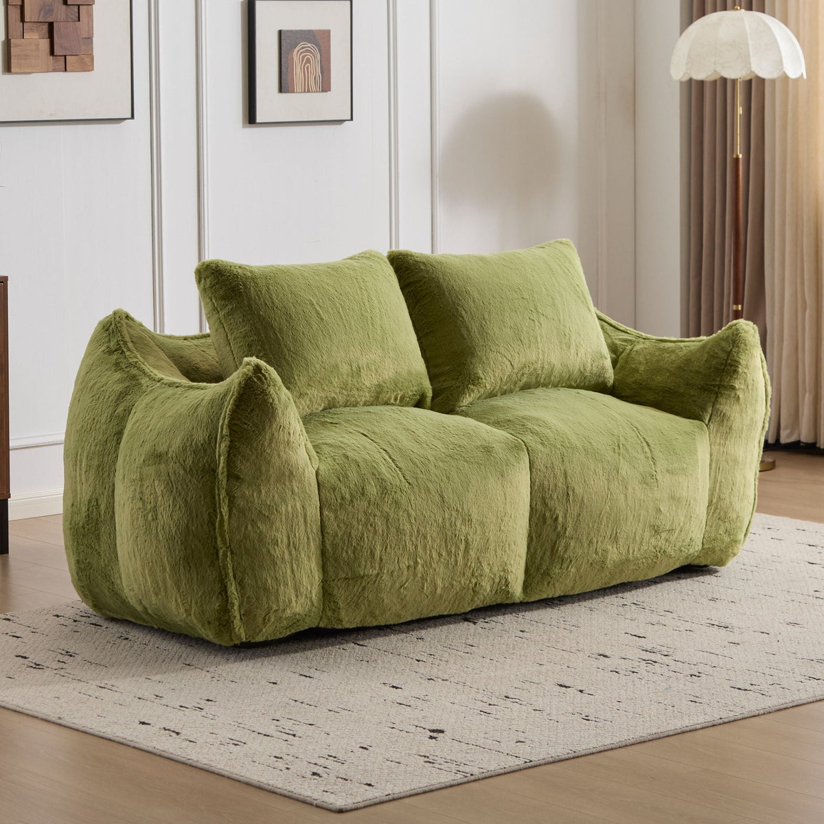 Ultra Soft Faux Fur Bean Bag Loveseat with Shredded Sponge Filling - Multiple Colors
