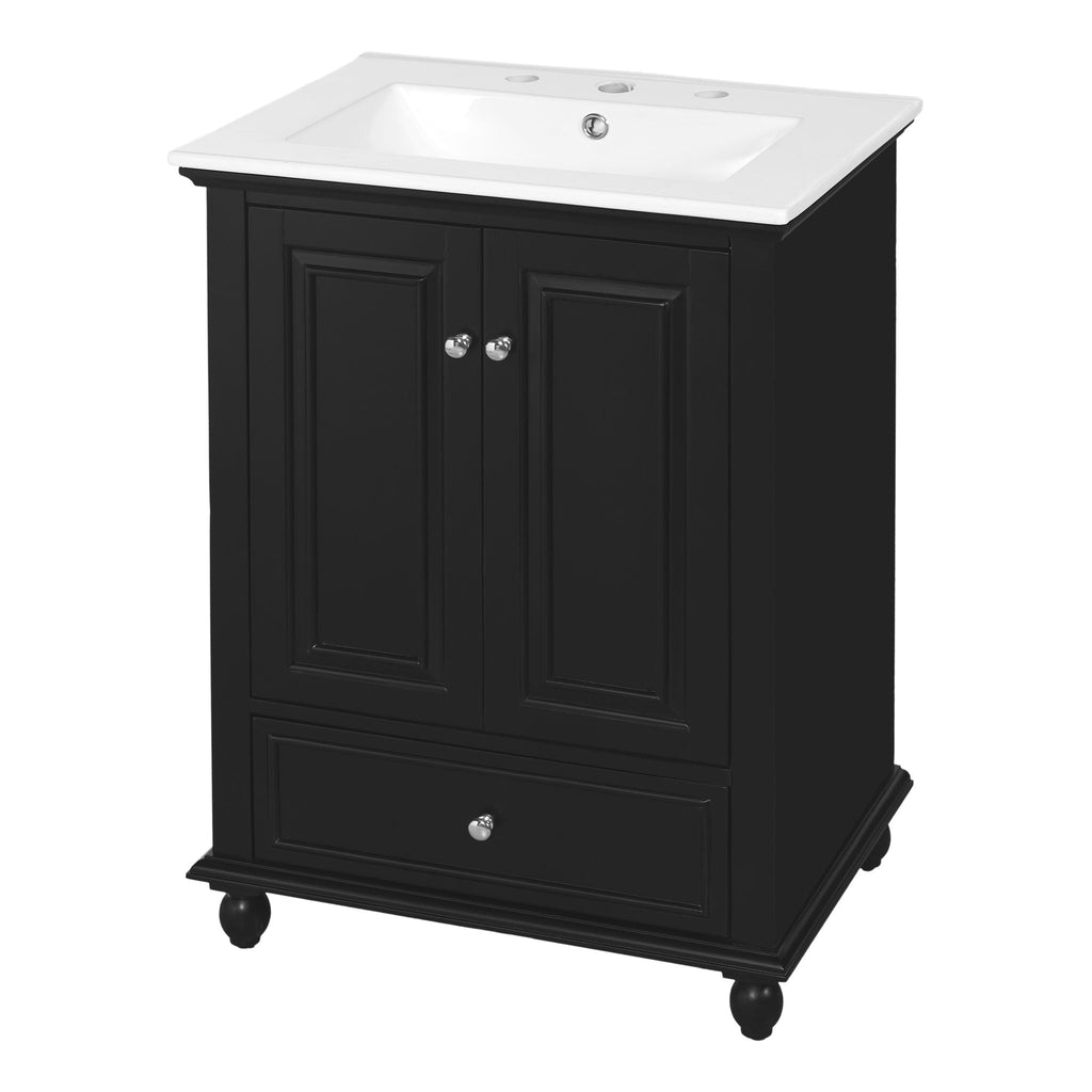 Modern Bathroom Vanity With Sink, Cabinet, And Drawers