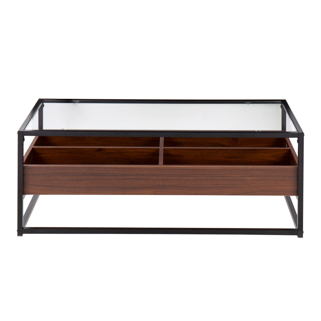 Contemporary Coffee Table with Tempered Glass Top - Beige or Dark Brown
