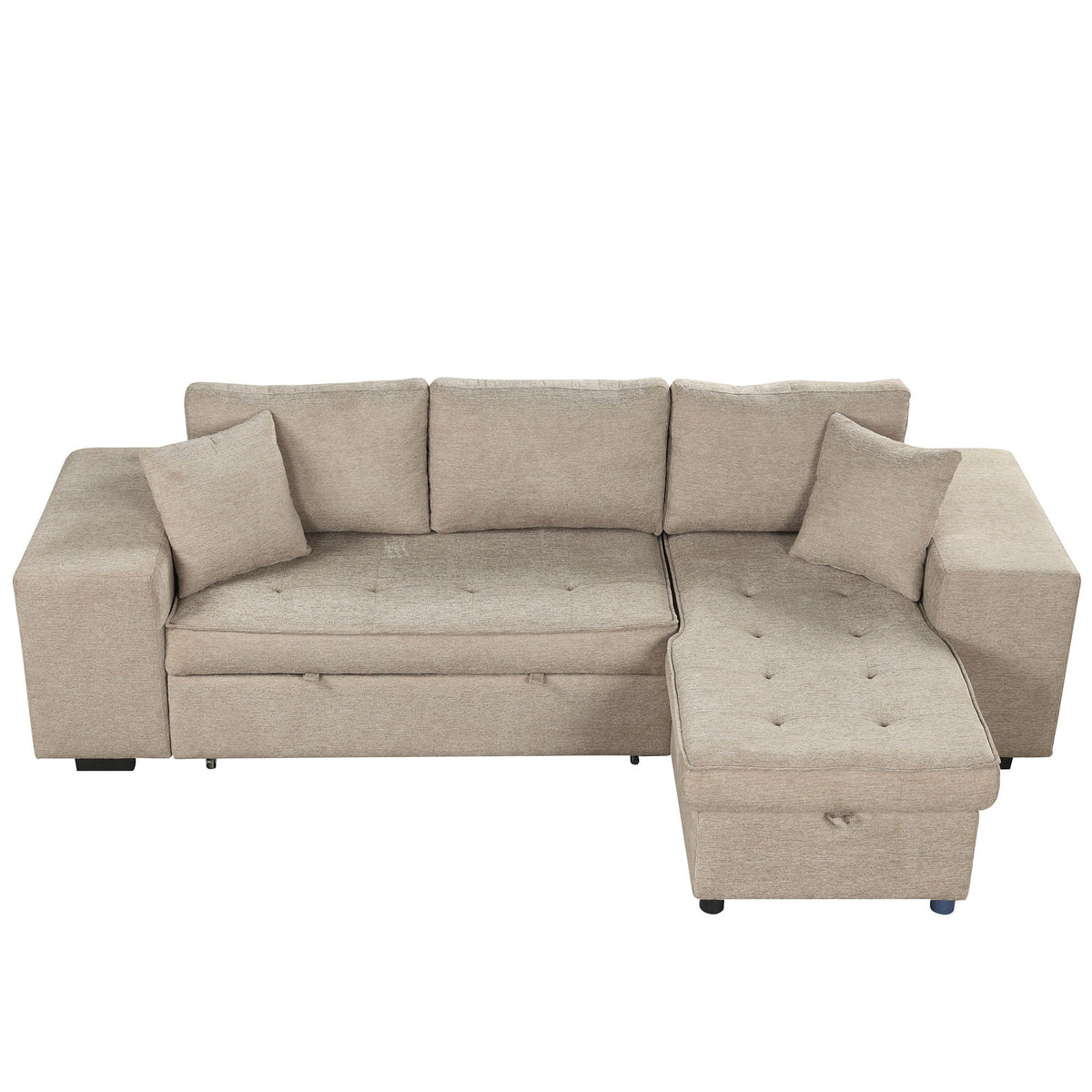 Reversible L-Shape Sleeper Sectional Sofa with Storage Chaise and 2 Stools - Multiple Colors