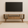Solid Wood Nordic Media Unit with Ridged Design - Natural Oak