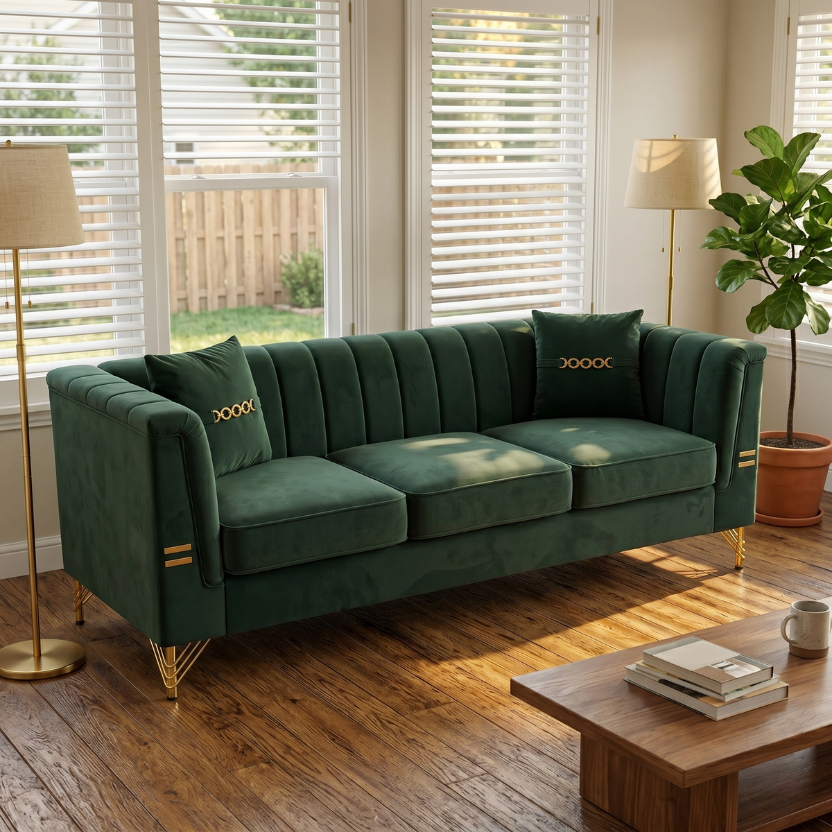 Velvet Sofa with Durable Construction - Gray