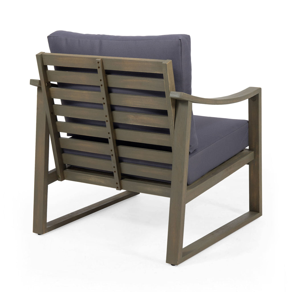 Samwell Outdoor Club Chair with Water-Resistant Cushions - Dark Gray