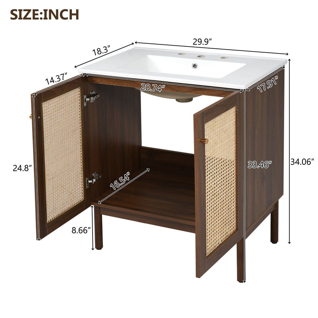 Bathroom Vanity Cabinet with Soft-Close Doors - Dark Brown or Light Brown