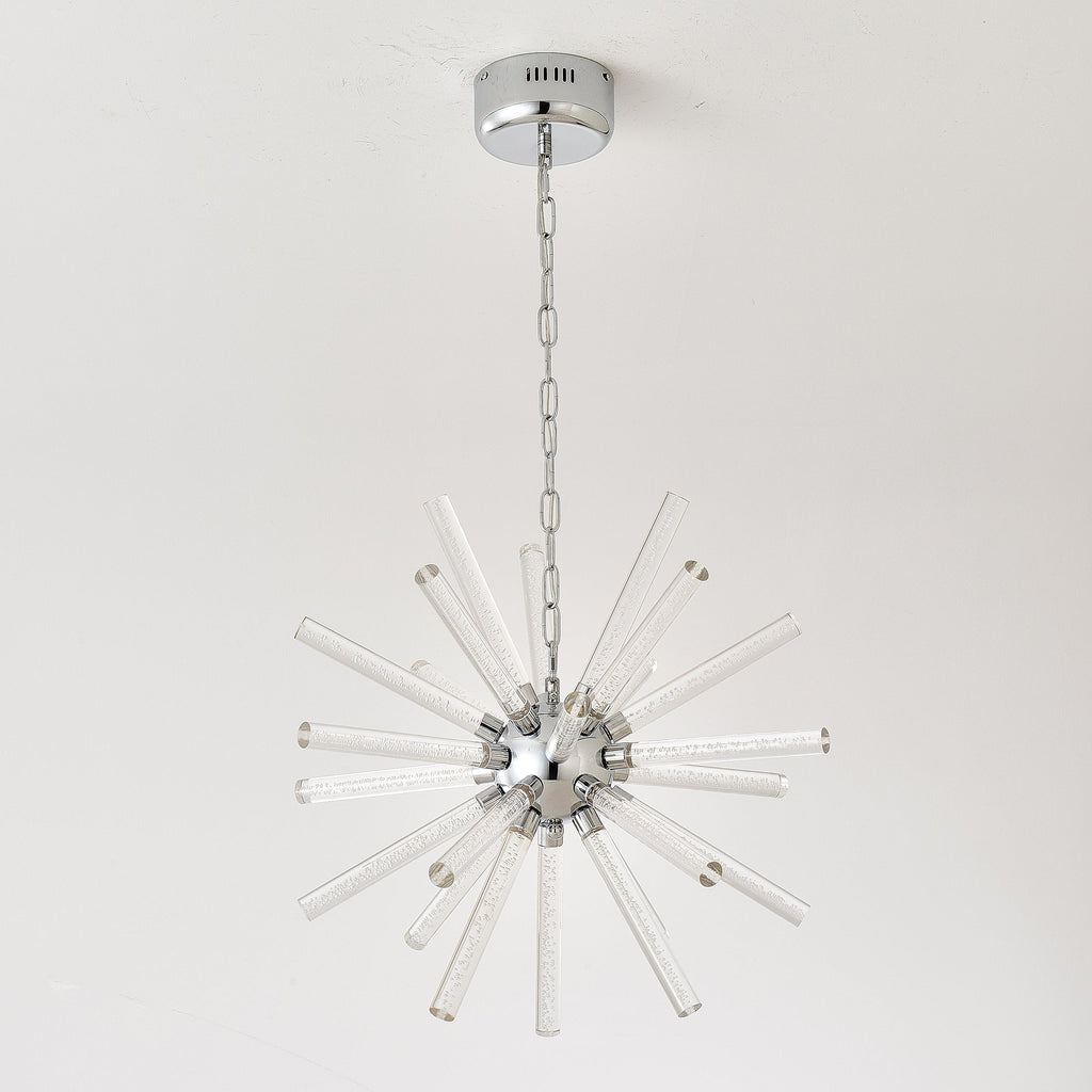 24-Light Bubble Pillar Chandelier with Adjustable Pendant Lighting - Metal