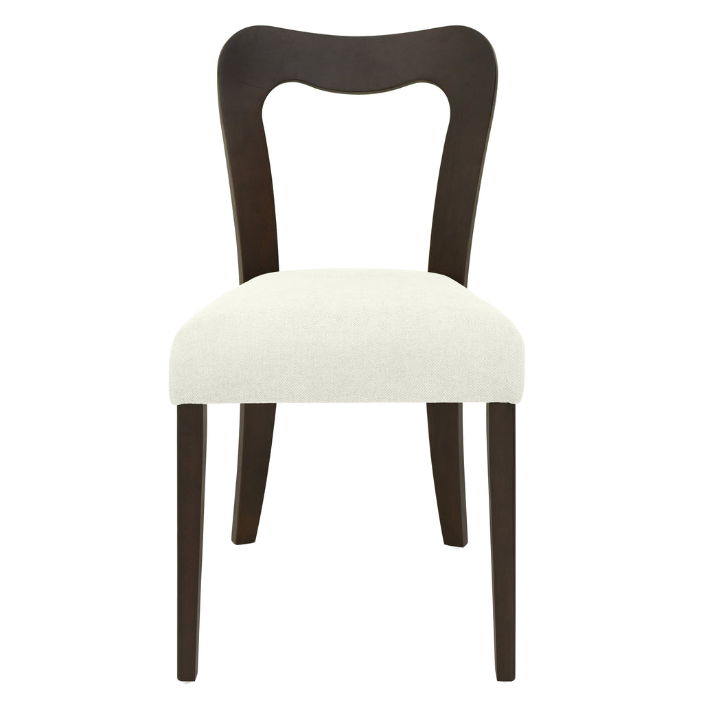 Dining Chair Without Arm Set of 2 with Rubberwood Frame - Dark Brown + Beige