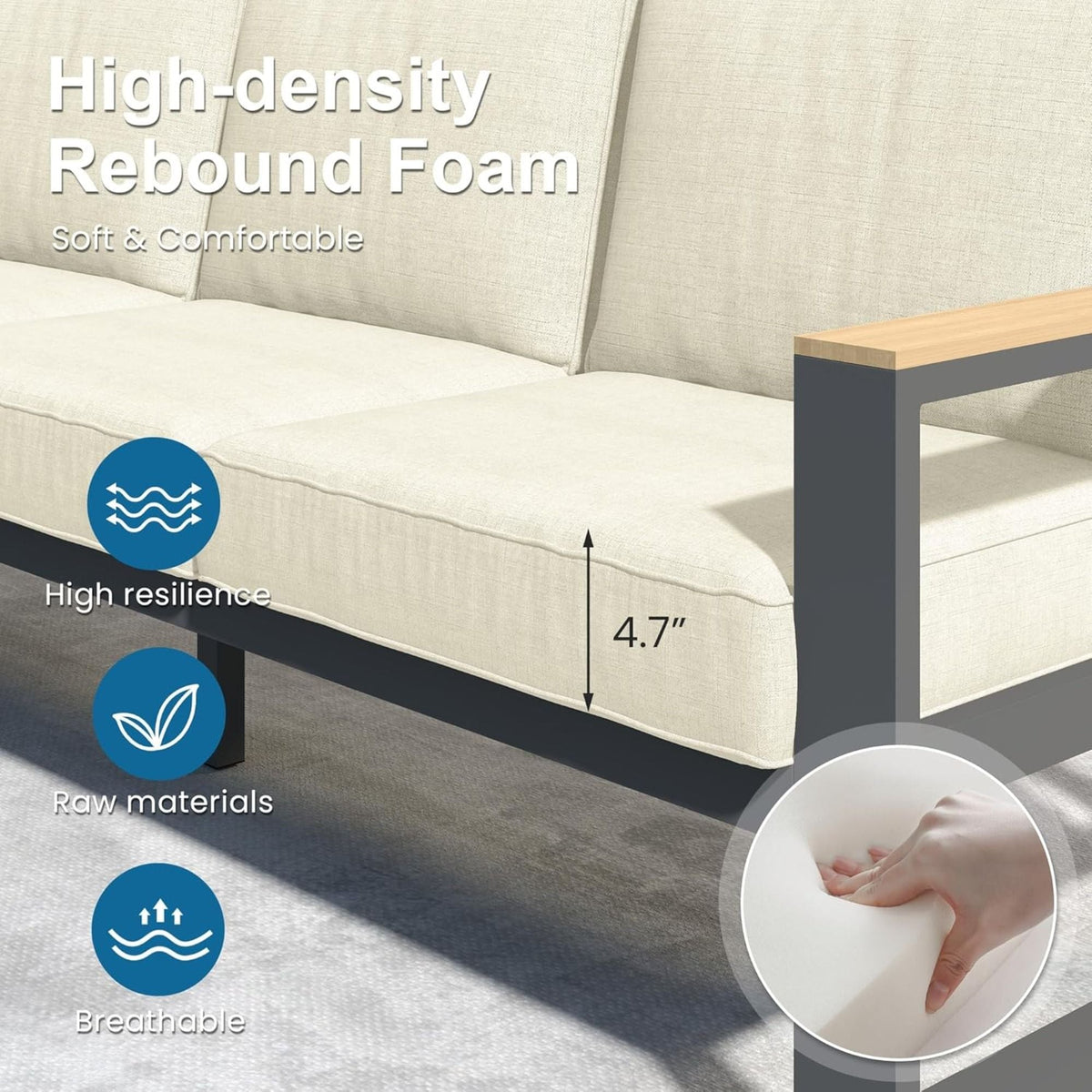 All-Weather Loveseat Sofa with Thick Cushions - Dark Gray or Beige