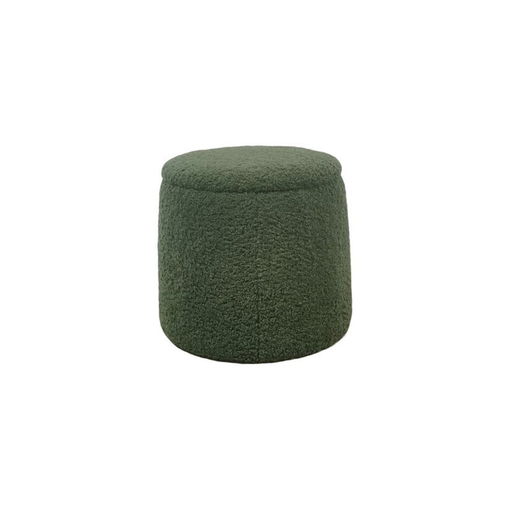 Elegant Round Storage Ottoman with Built-In Storage - Dark Green or Beige