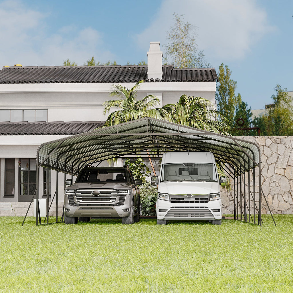 Heavy Duty Carport Canopy 20'X30' with Galvanized Steel Roof - Steel
