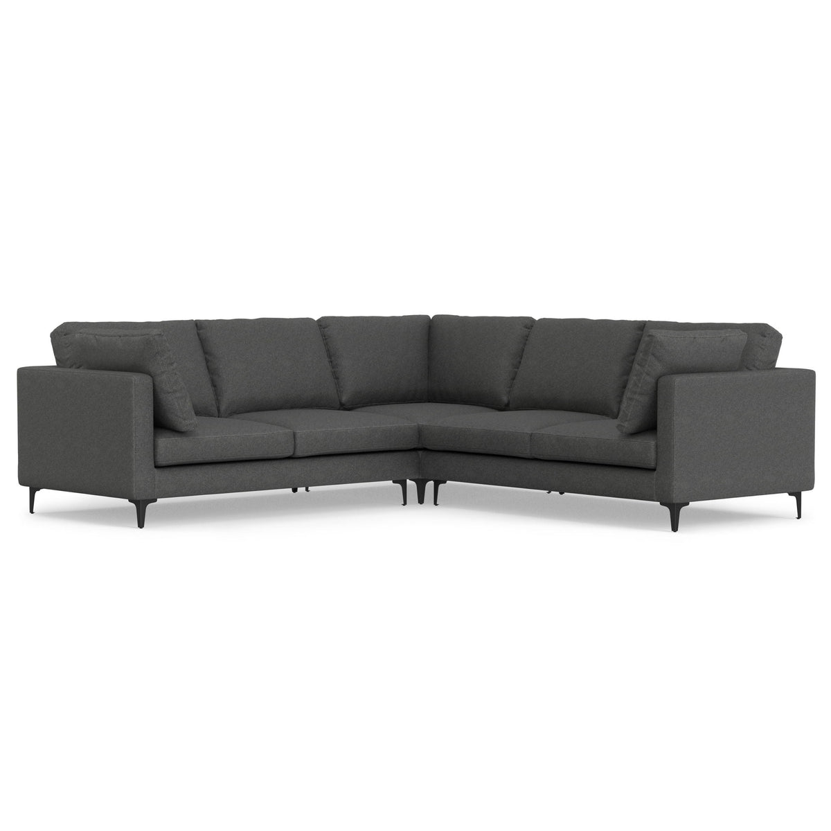 Mid Century Corner Sectional Sofa with Feather Cushions - Beige or Dark Gray