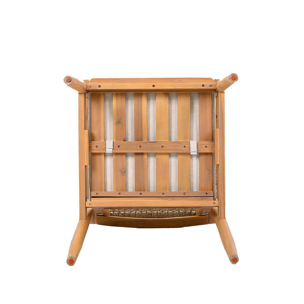 Acacia Wood Outdoor Dining Chairs with Rope Back - Set of 2