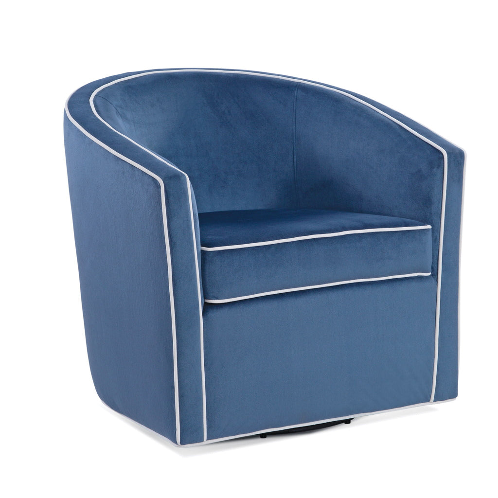 Barrel Back Swivel Chair with 360° Swivel Functionality - Blue, Dark Brown, Beige