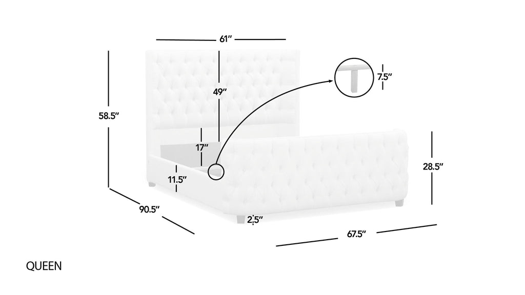 Tufted Panel Bed with Wingback Headboard and Footboard - Multiple Colors