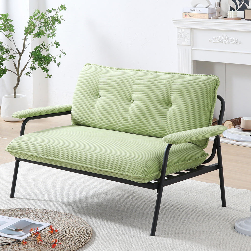 Modern Metal Frame Stationary Sofa with Sponge Filling - Pink, Green, or Black