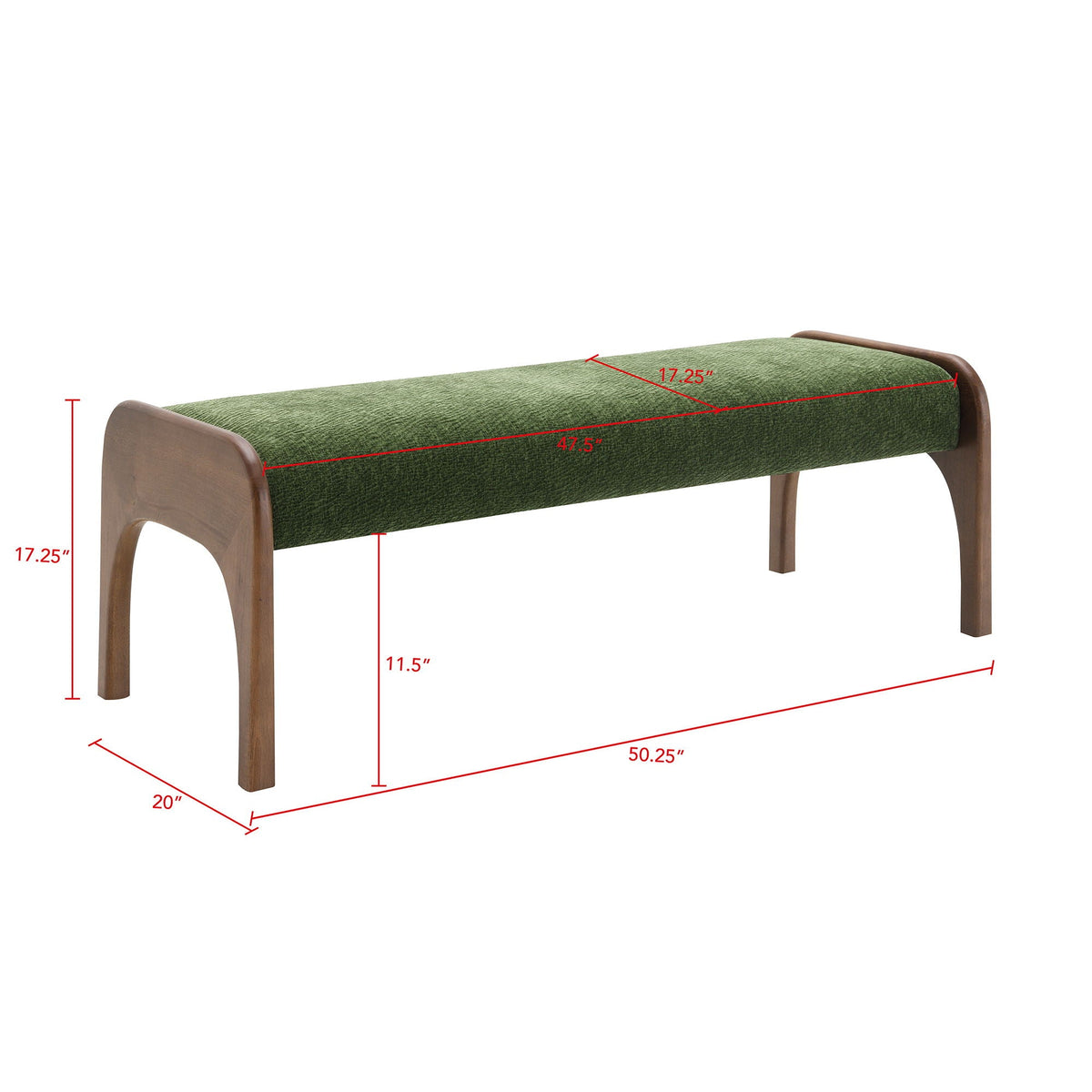 Modern Upholstered Long Bench with Plush Cushion - Beige or Dark Green
