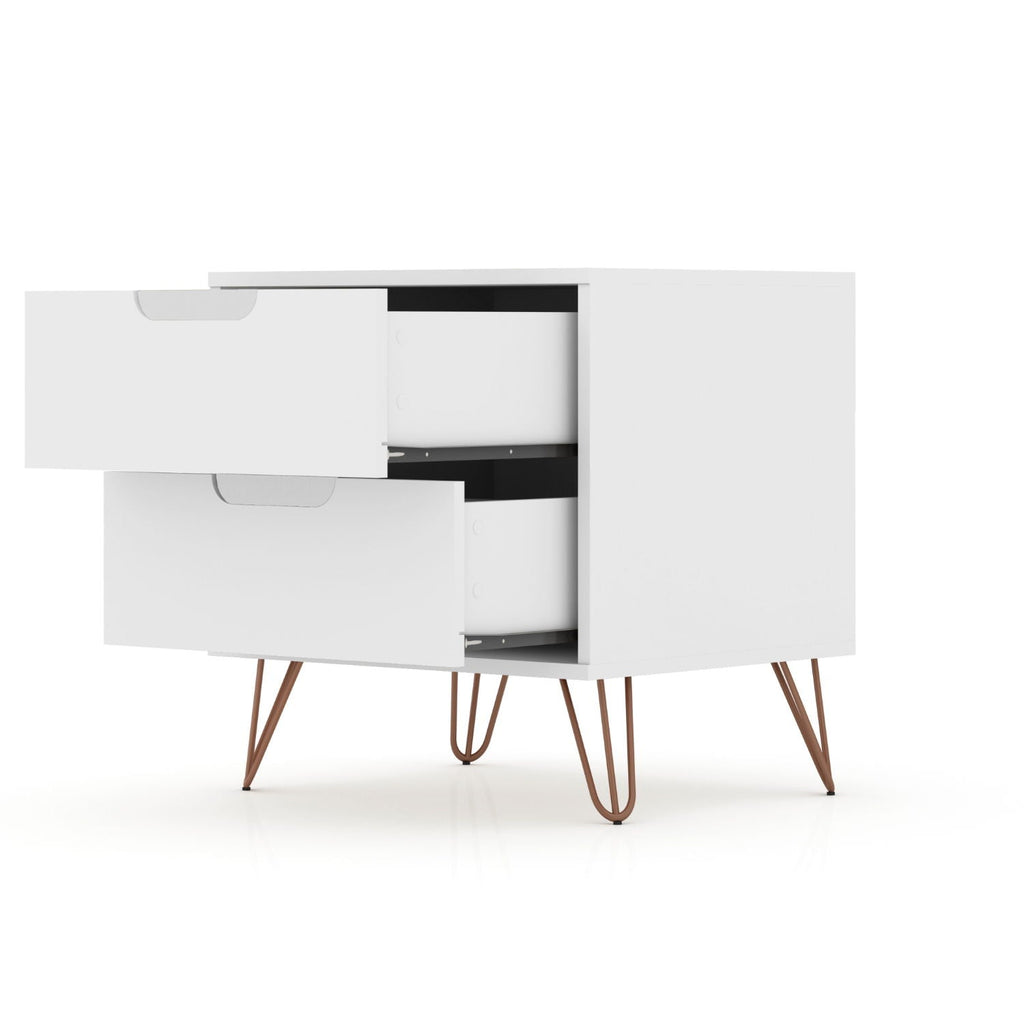 White Nightstand with 2 Drawers - Modern Storage Solution