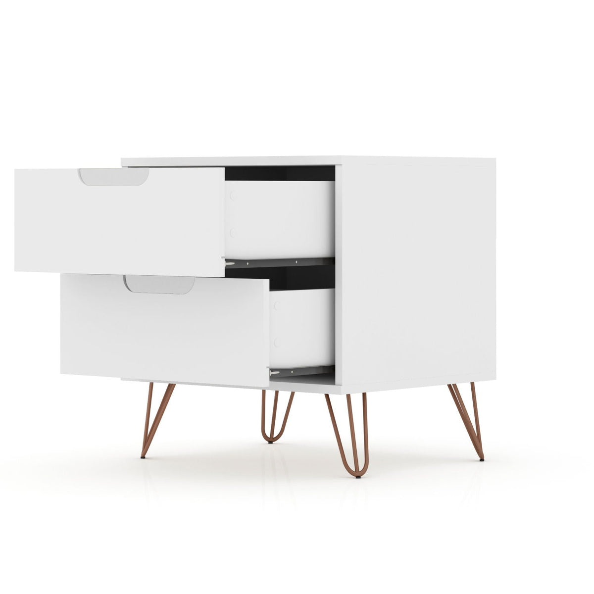 White Nightstand with 2 Drawers - Modern Storage Solution
