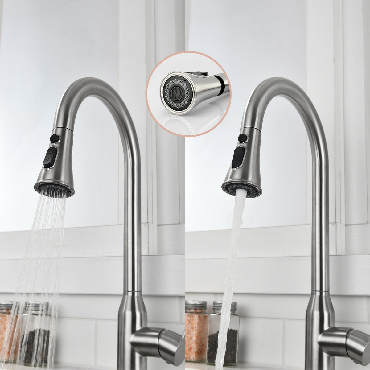 High Arc Single Handle Stainless Steel Brushed Nickel Kitchen Faucet