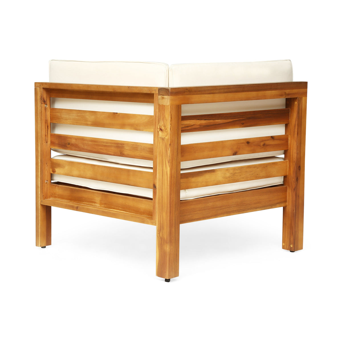 Outdoor Wooden Sectional Set with Cushions - Beige