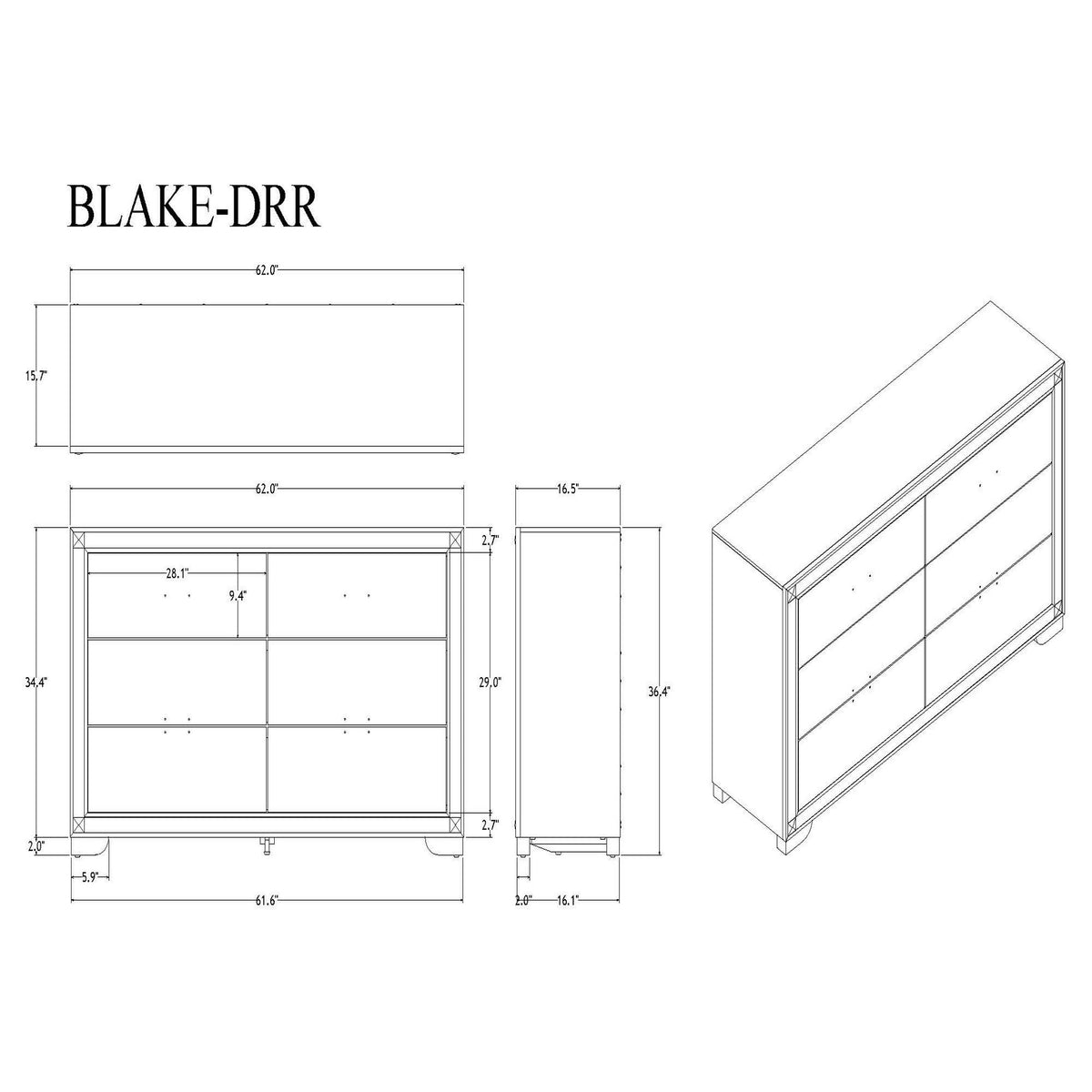 Lively Dresser With Glitter Detail - Black