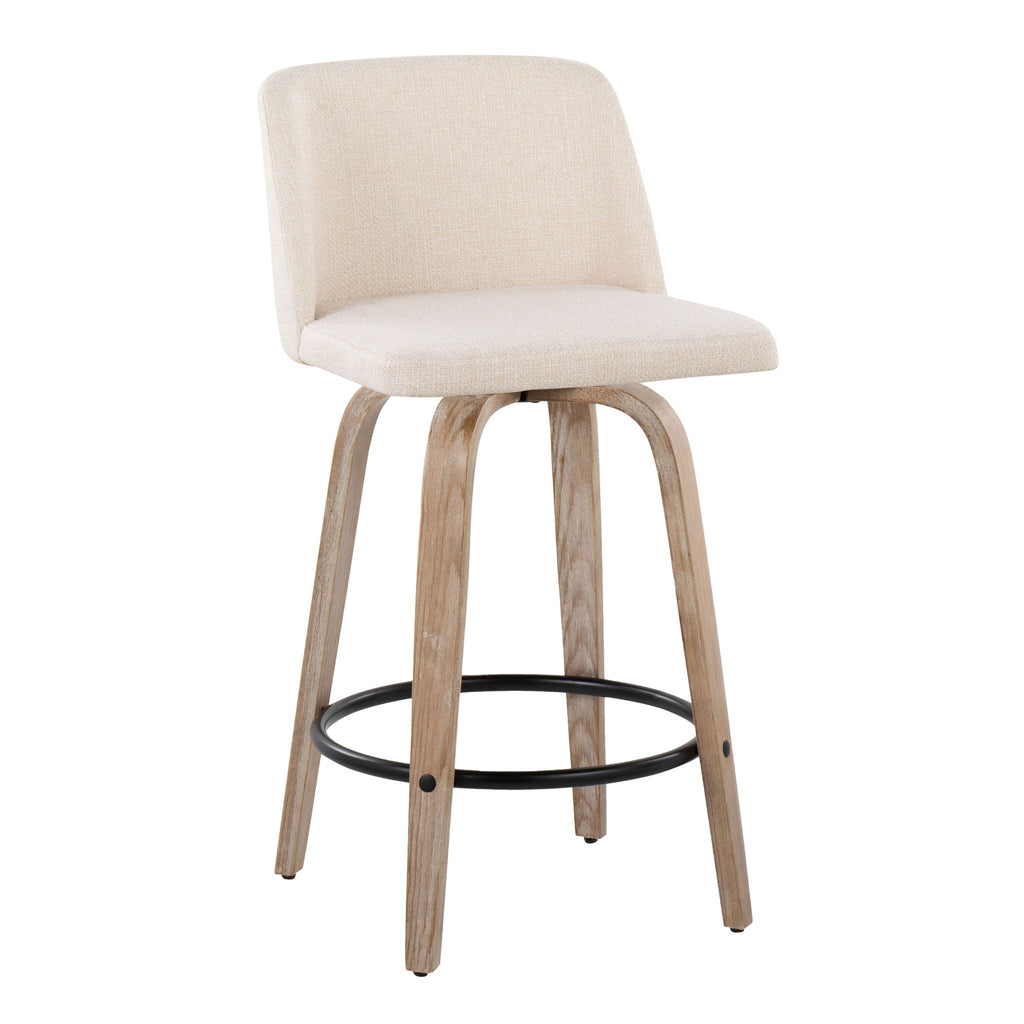 Toriano - Contemporary Fixed-Height Counter Stool & Swivel with Round Footrest (Set of 2)