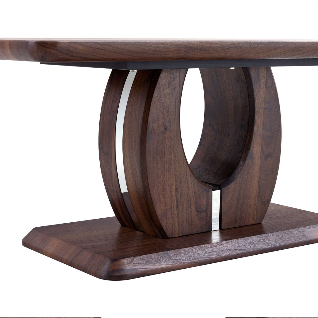 Modern Minimalist Rectangular Coffee Table with Walnut Grain Finish - Dark Brown