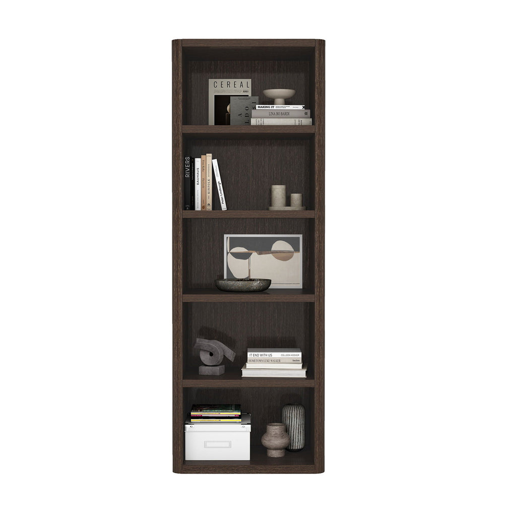 Open Bookcase with Adjustable Shelves - 79" High - Black, Light Brown, Dark Brown