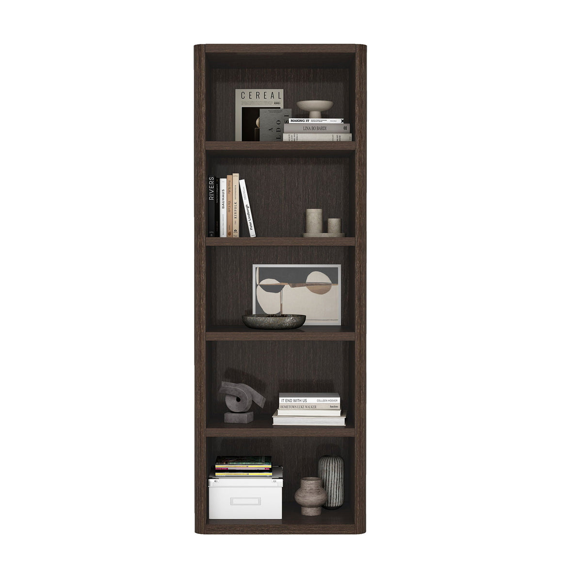 Open Bookcase with Adjustable Shelves - 79" High - Black, Light Brown, Dark Brown