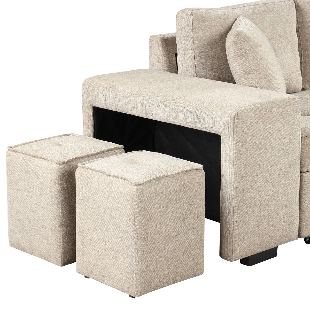 Reversible L-Shape Sleeper Sectional Sofa with Storage Chaise and 2 Stools - Multiple Colors