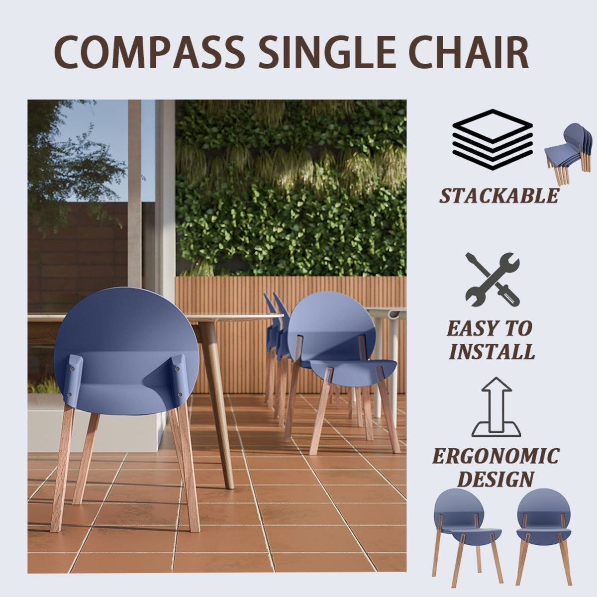 Traditional 4 Piece Outdoor Chair Set with Round Table - Multiple Colors