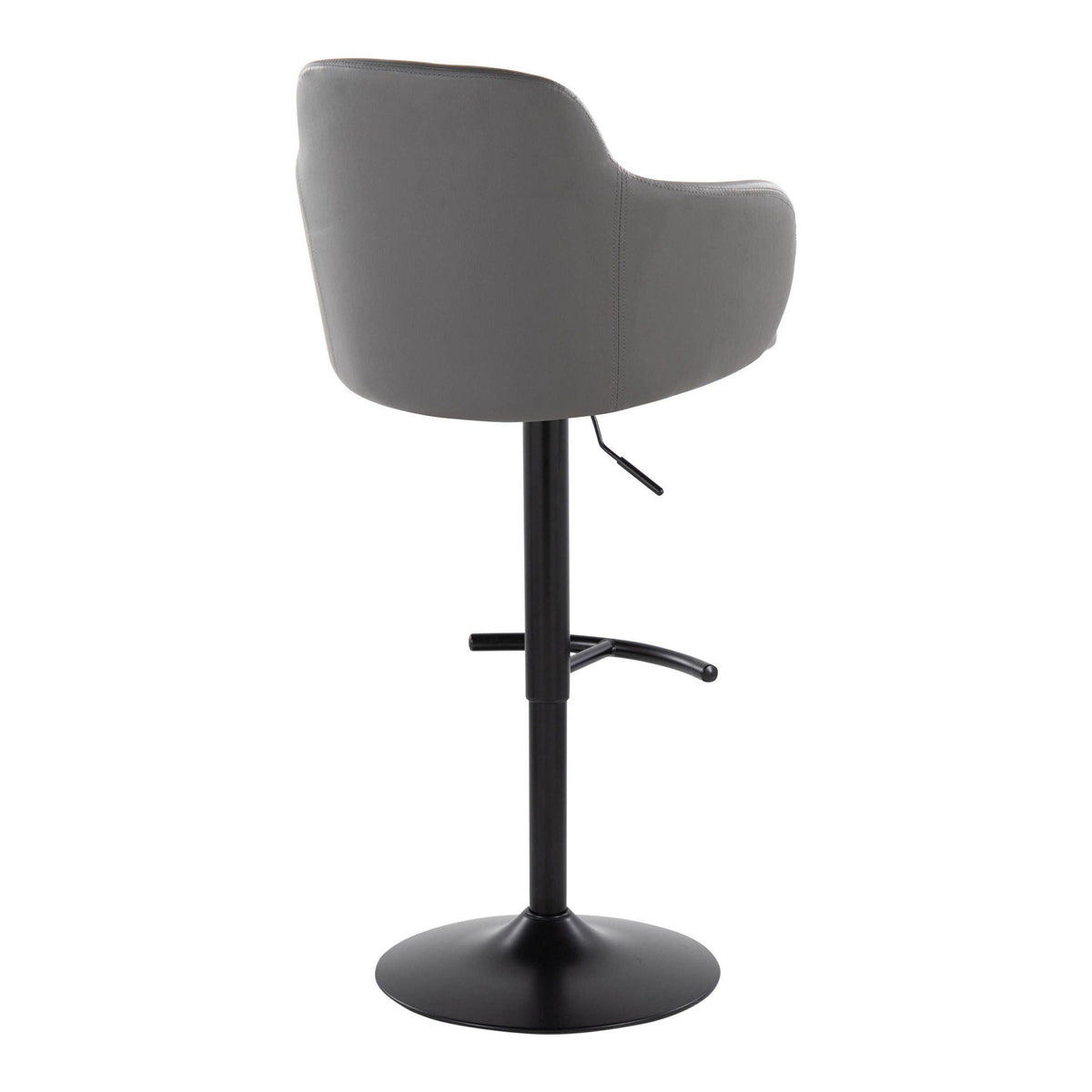 Contemporary Adjustable Barstool Set with Swivel - Rounded T Footrest - Dark Gray or Black