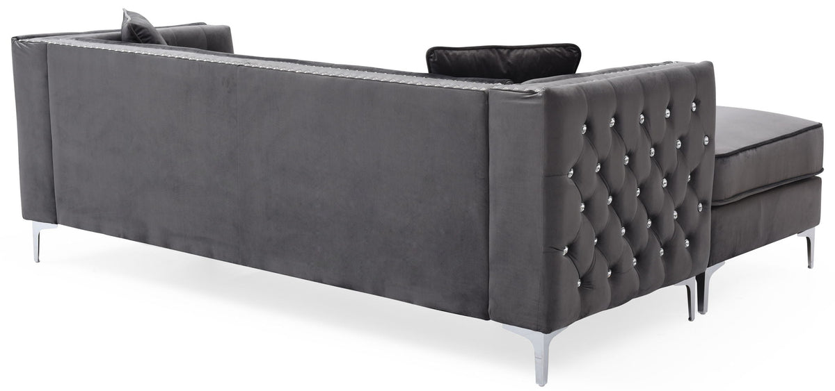Sofa Chaise with Faux Jewel Tufting - Multiple Colors