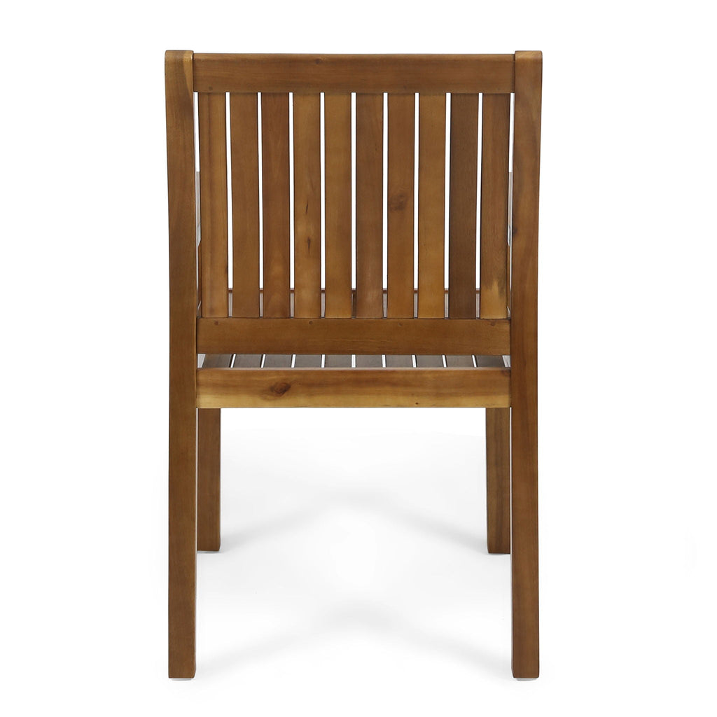 Amethyst Outdoor Dining Chair Set with Slat Design - Natural