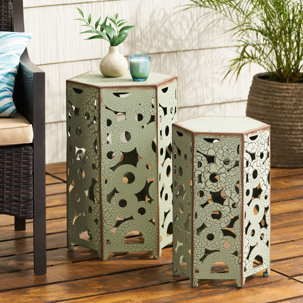 Selva Accent Table Set with Powder-Coated Iron - Green