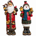 Set of 2 Santa and Snowman Christmas Figurines 18 Inches